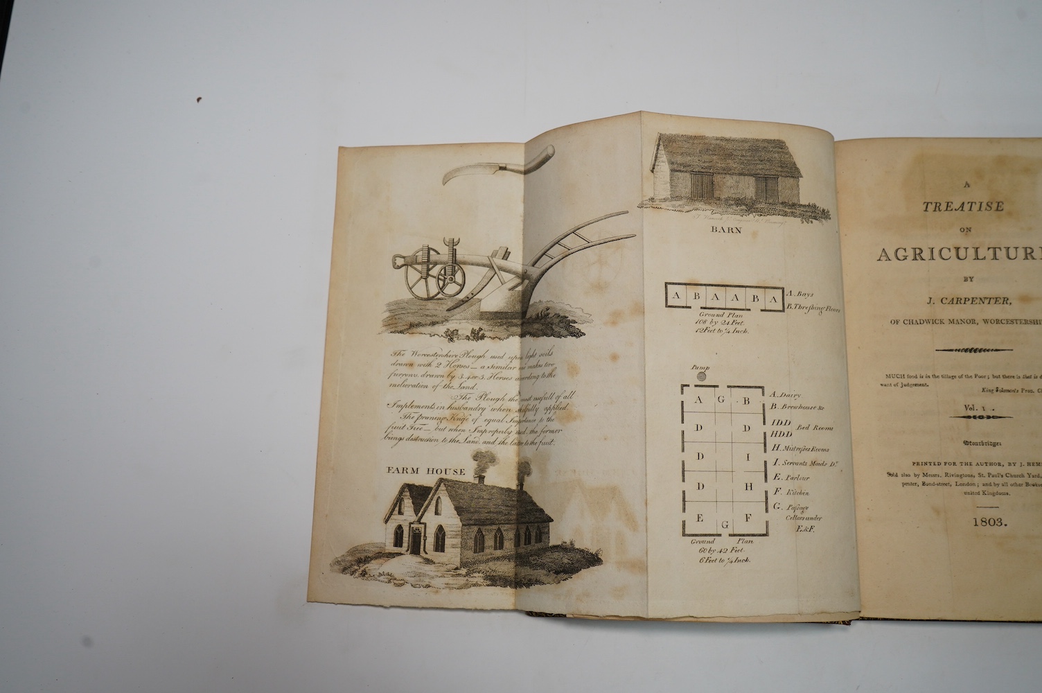 A New System of Agriculture ... By a Country Gentleman. 2nd edition. contemp. gilt ruled calf, sm.8vo. 1755; Carpenter, J. - A Treatise on Agriculture. vol.1 (only, of 2). folded frontis., full page engraving of bee hive